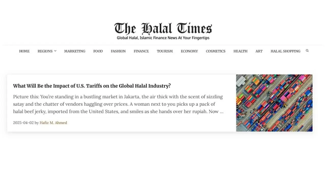 Ảnh chụp màn hình bài viết trên The Halal Times. Ảnh chụp màn hình bài viết trên The Halal Times.