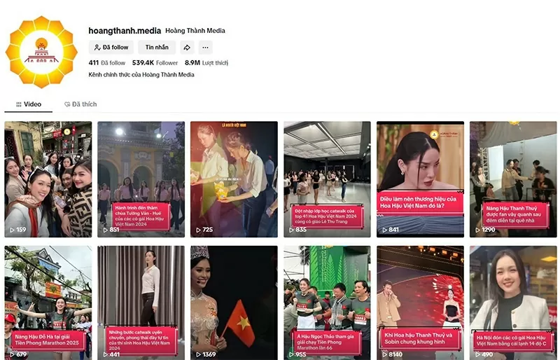 Kênh TikTok Hoàng Thành Media nhận được sự quan tâm chú ý từ cộng đồng mạng