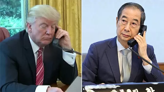 Quyền Tổng thống Hàn Quốc Han Duck-soo điện đàm với Tổng thống Mỹ Donald Trump vào ngày 8/4/2025. (Nguồn: Yonhap)ổng thống Han Duck-soo 