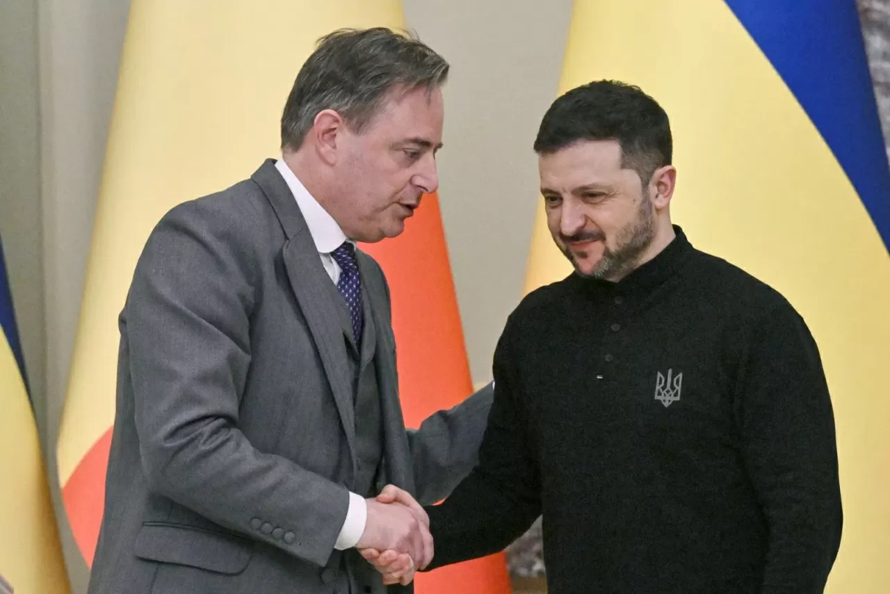 Thủ tướng Bỉ Bart De Wever gặp Tổng thống Ukraine Volodymyr Zelensky ngày 8/4/2025 tại Kiev. (Nguồn: Belga)