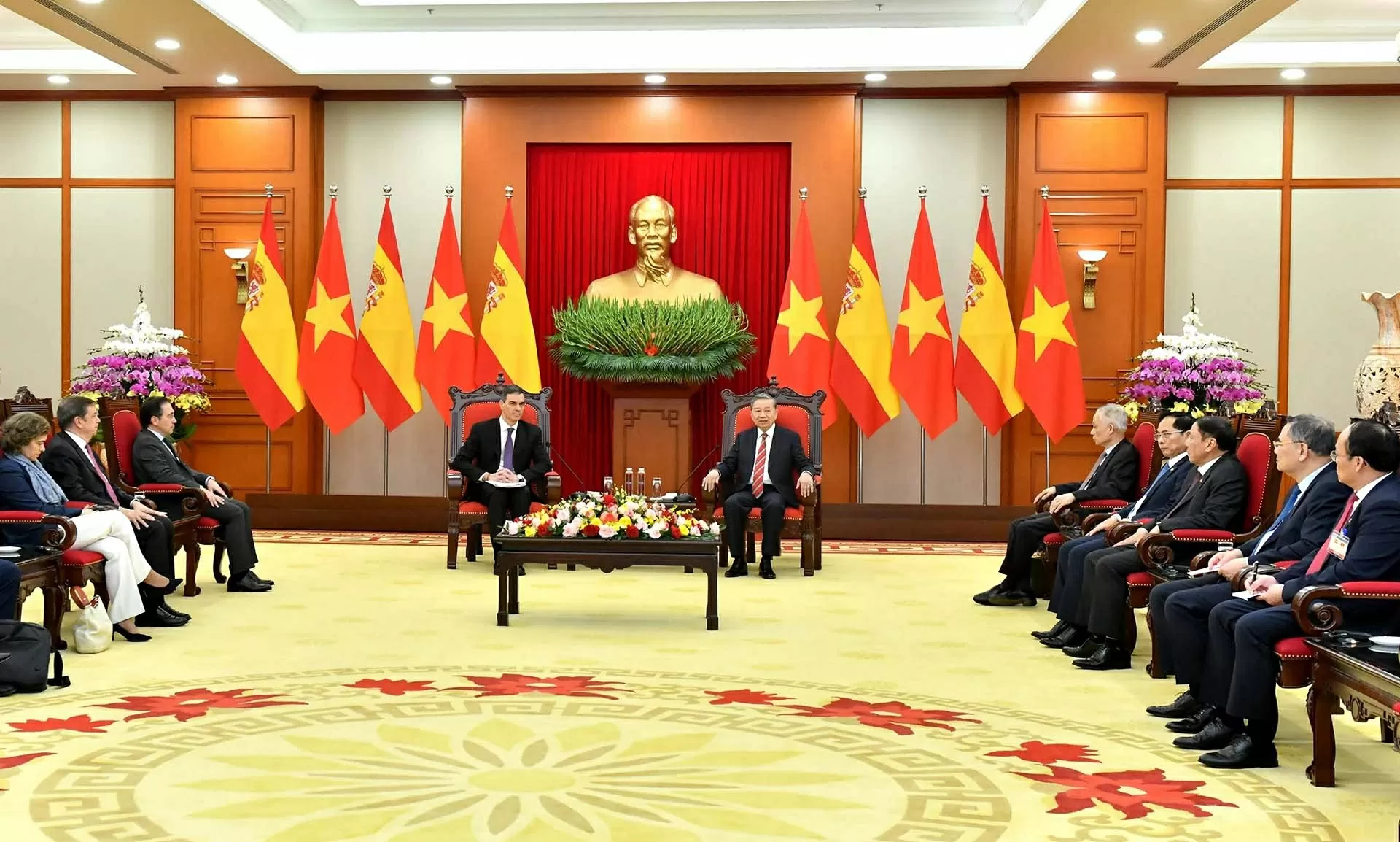 Tổng Bí thư Tô Lâm tiếp Thủ tướng Tây Ban Nha Pedro Sánchez