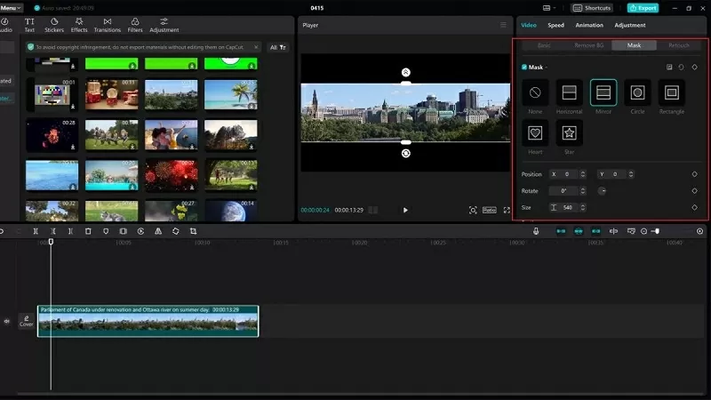 Điều chỉnh video cho phù hợp với tỉ lệ mới