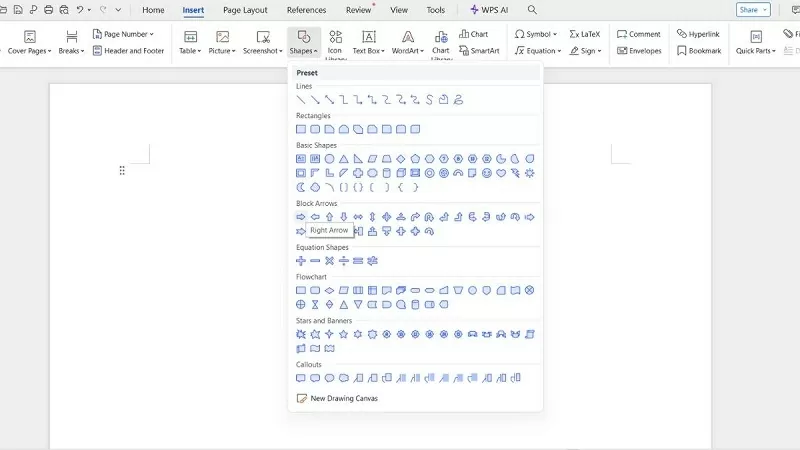 Chọn mũi tên hình khối