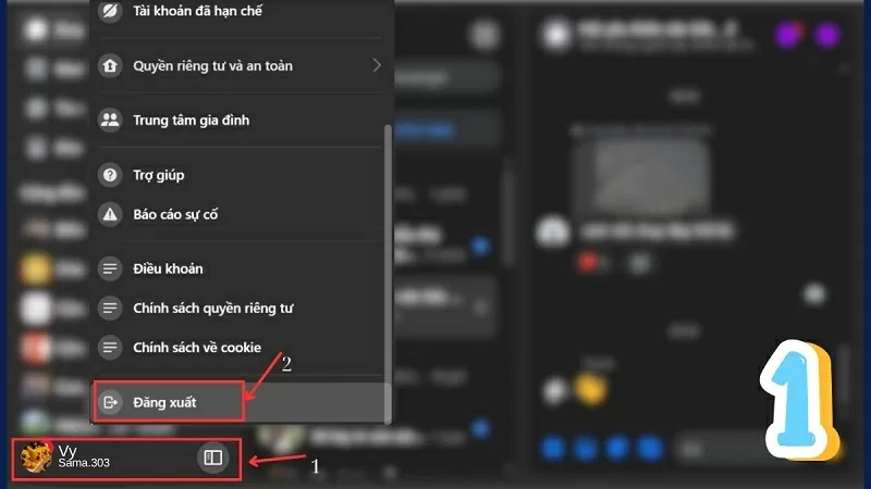 Nhấn vào mục Đăng xuất Nhấn vào mục Đăng xuất