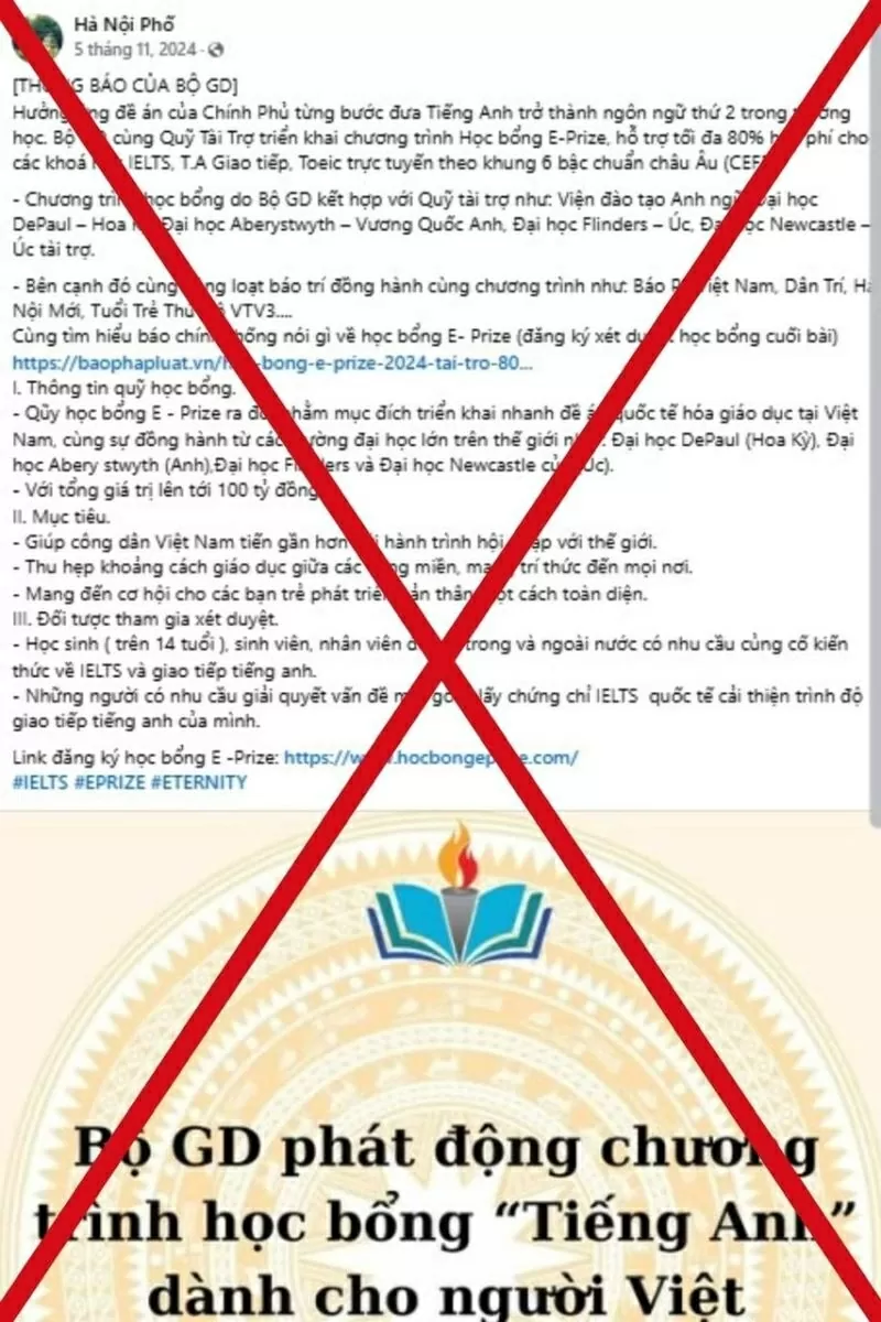 Cảnh báo thông tin giả mạo về các chương trình học bổng tiếng Anh