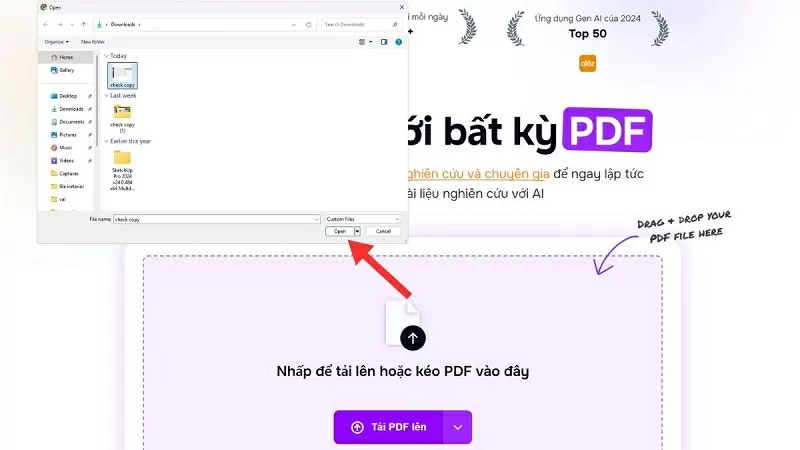 Bấm vào Open Bấm vào Open