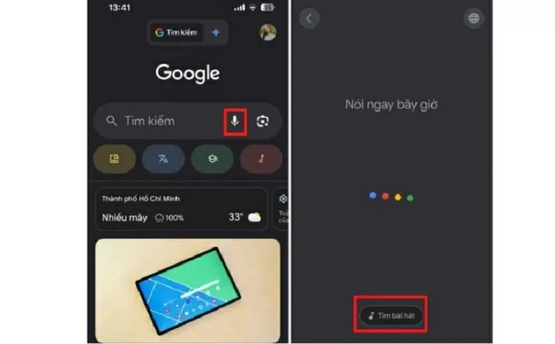Chạm vào biểu tượng micro và chọn Tìm bài hát Chạm vào biểu tượng micro và chọn Tìm bài hát
