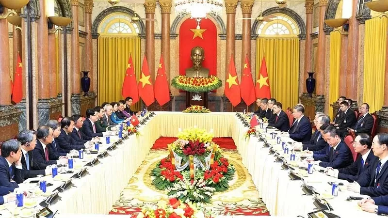 Chủ tịch nước Lương Cường hội đàm với Tổng Bí thư, Chủ tịch Trung Quốc Tập Cận Bình