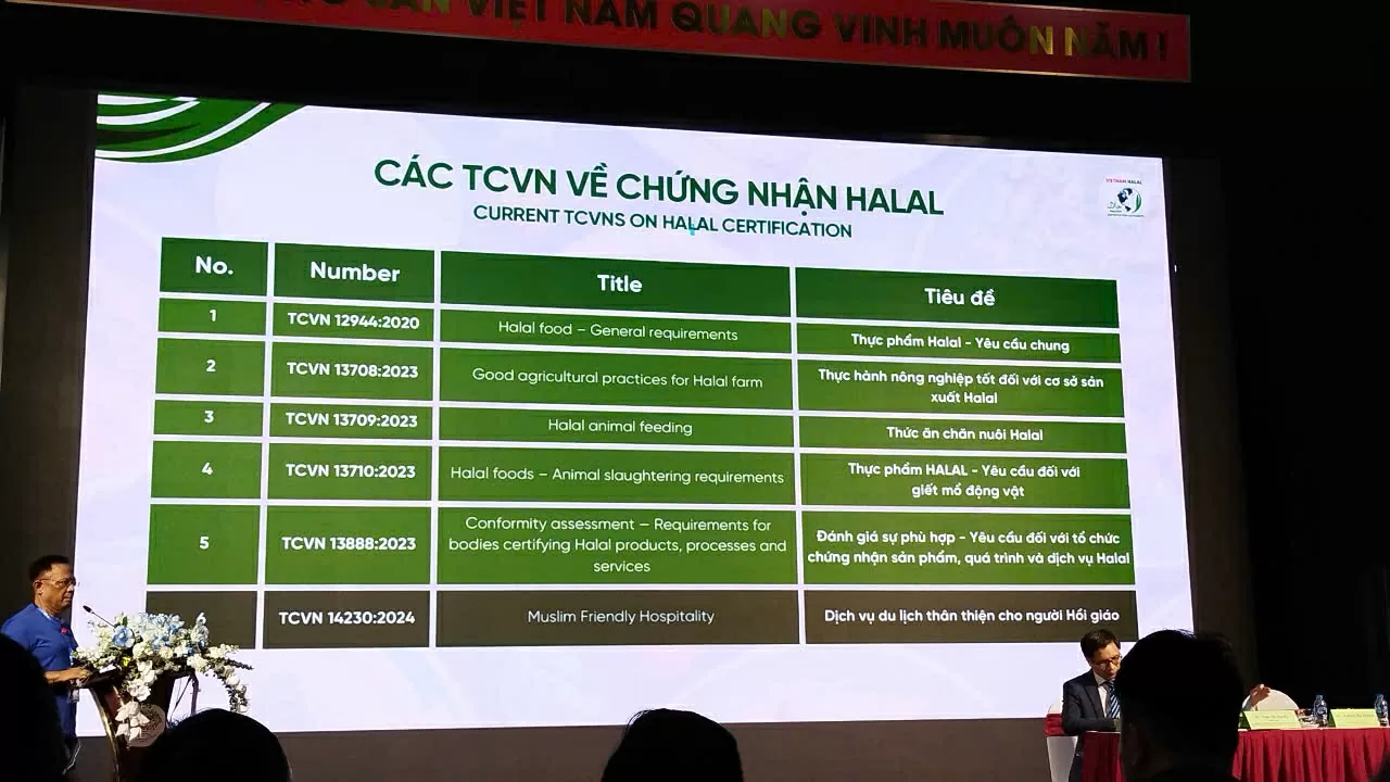 Giám đốc HALCERT Ramlan Osman trình bày các tiêu chuẩn Việt Nam về chứng nhận Halal hiện nay. (Ảnh: Hải Phương)