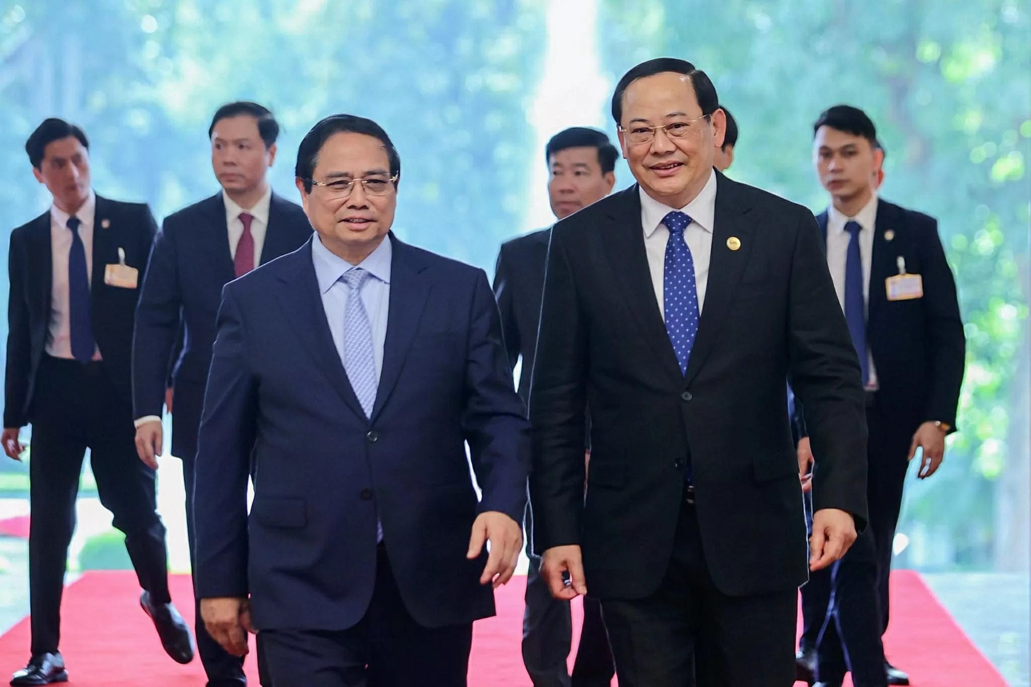 Thủ tướng Phạm Minh Chính gặp, làm việc với Thủ tướng Lào Sonexay Siphandone nhân dịp dự Hội nghị thượng đỉnh P4G