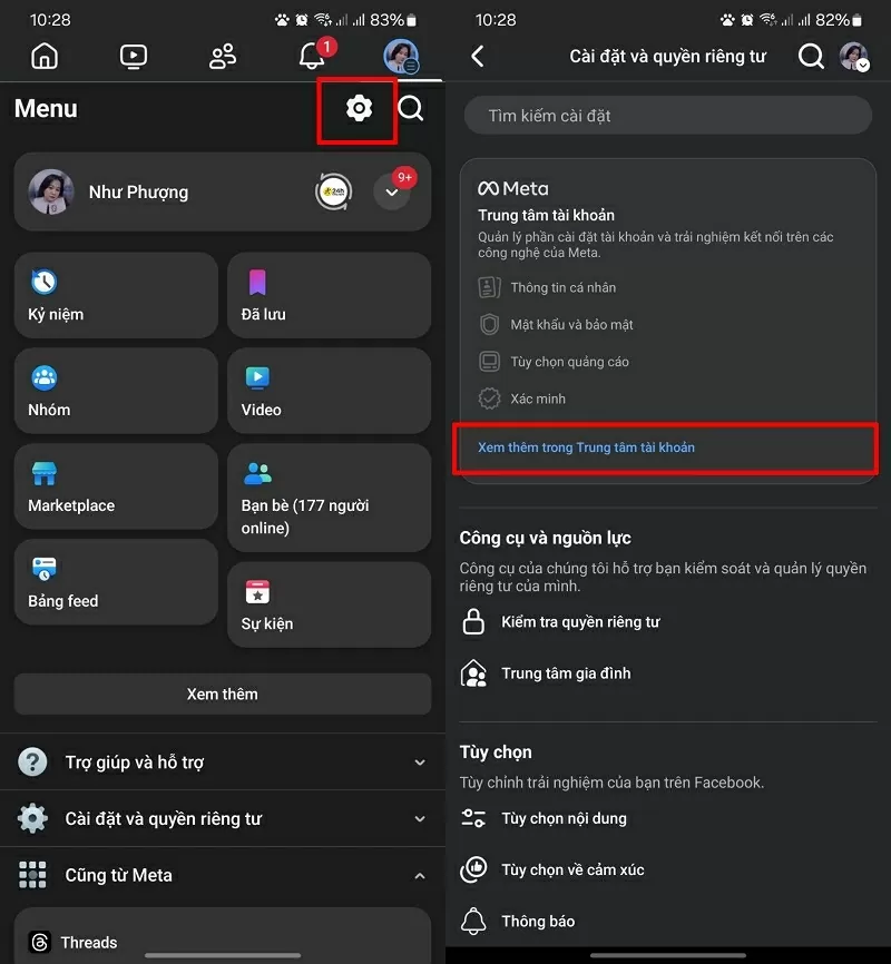 Nhấn vào mục Cài đặt của ứng dụng
