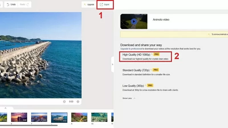 Xuất video và lưu về máy