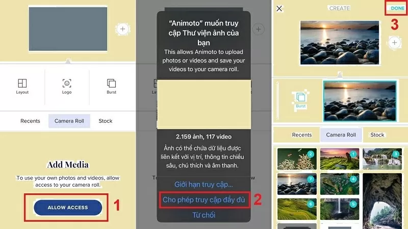 Hướng dẫn tải ảnh lên Animoto app trên di động Hướng dẫn tải ảnh lên Animoto app trên di động