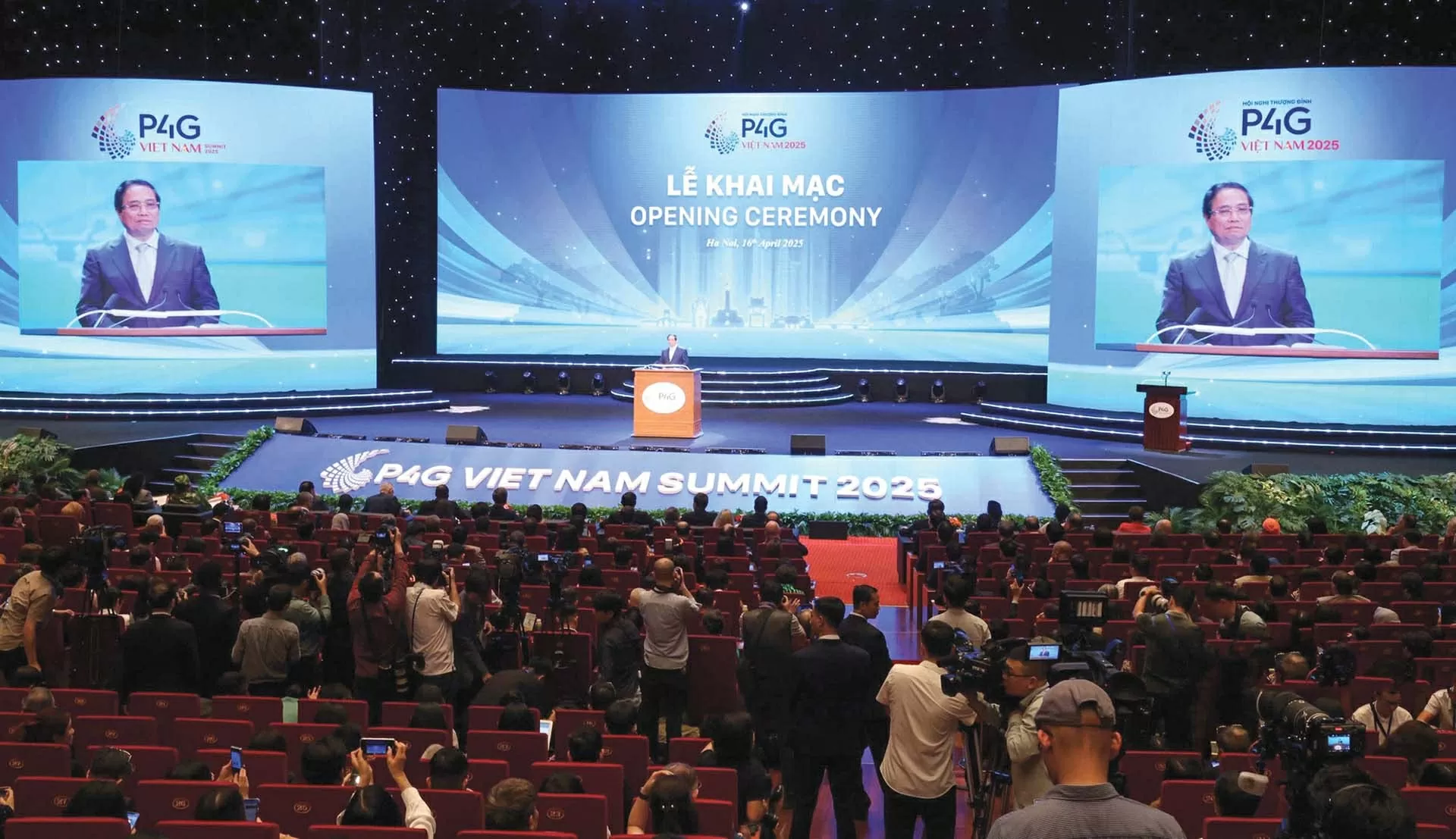 Thủ tướng Chính phủ Phạm Minh Chính phát biểu khai mạc Hội nghị thượng đỉnh P4G lần thứ tư ngày 16/4. Thủ tướng Chính phủ Phạm Minh Chính phát biểu khai mạc Hội nghị thượng đỉnh P4G lần thứ tư ngày 16/4.