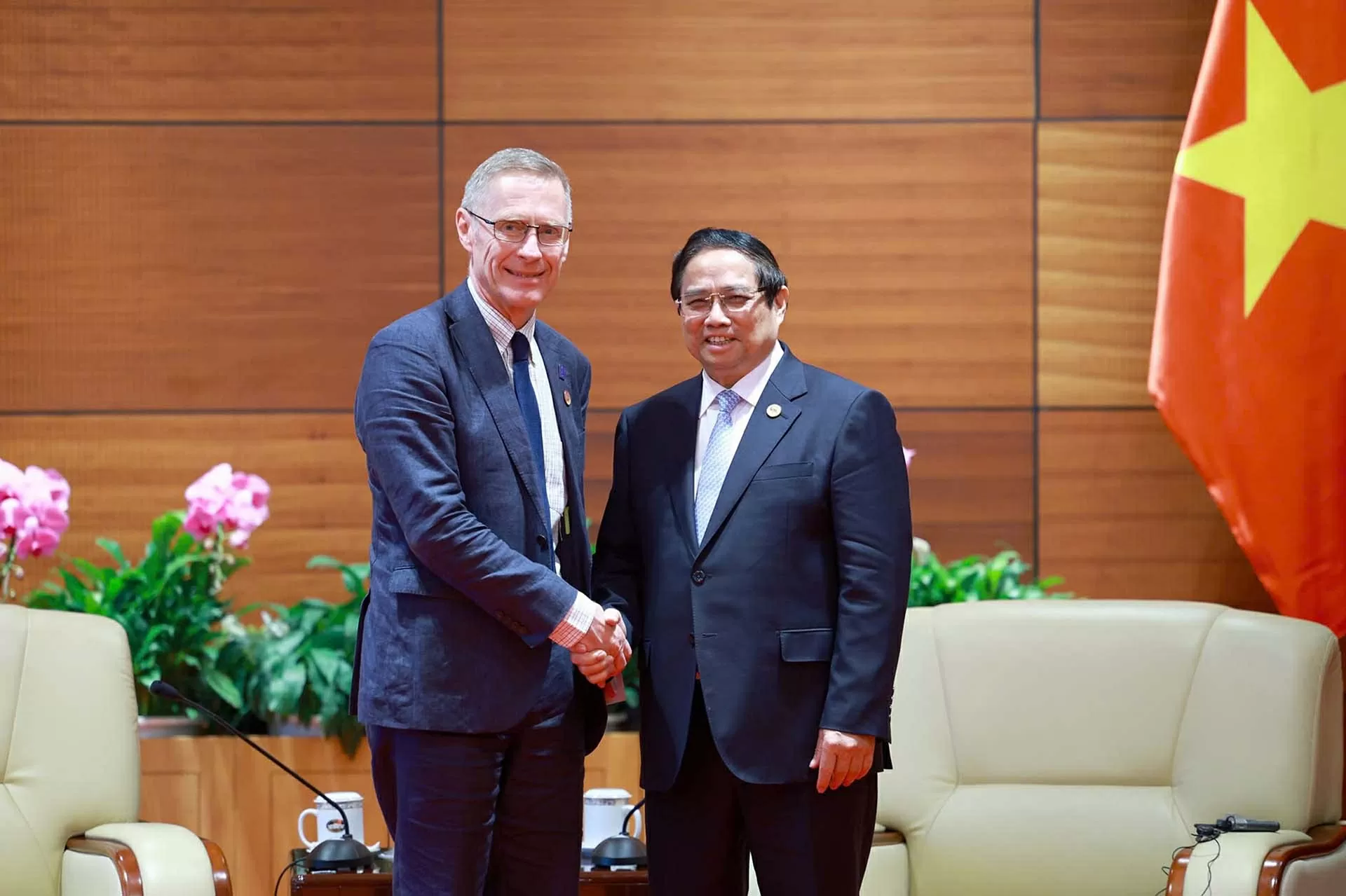 Thủ tướng Phạm Minh Chính tiếp ông Donal Brown, Phó Chủ tịch IFAD. (Nguồn: VGP) Thủ tướng Phạm Minh Chính tiếp ông Donal Brown, Phó Chủ tịch IFAD. (Nguồn: VGP)