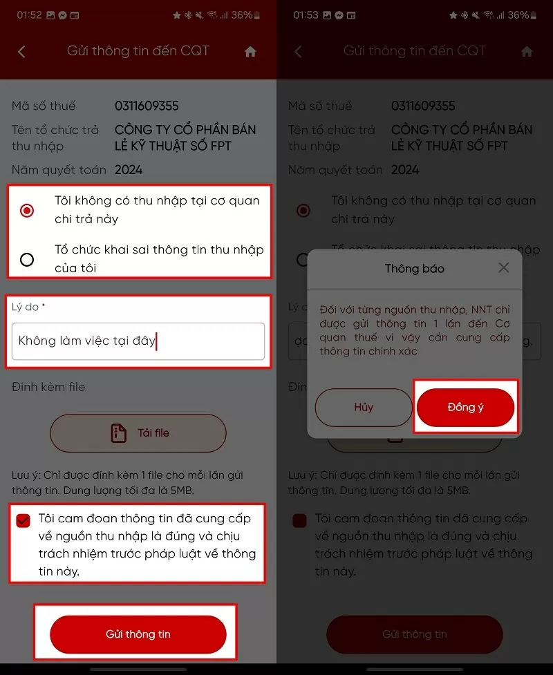 Chọn lý do và điền thêm lý do vào ô trống