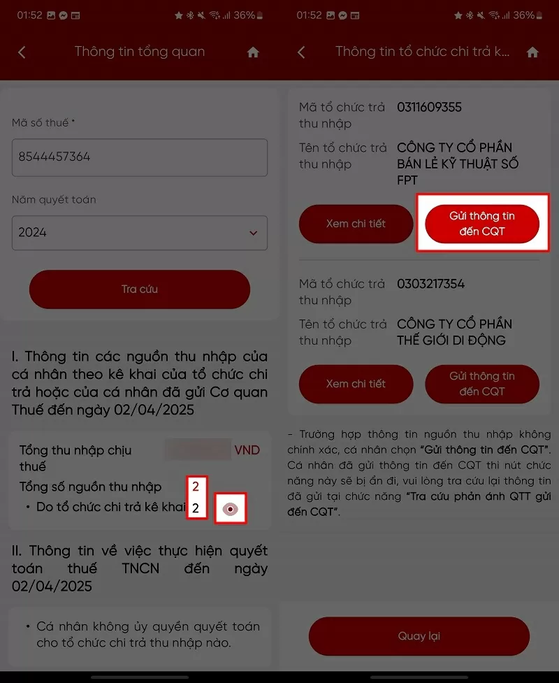 Chạm vào Biểu tượng mắt để xem tên các công ty Chạm vào Biểu tượng mắt để xem tên các công ty