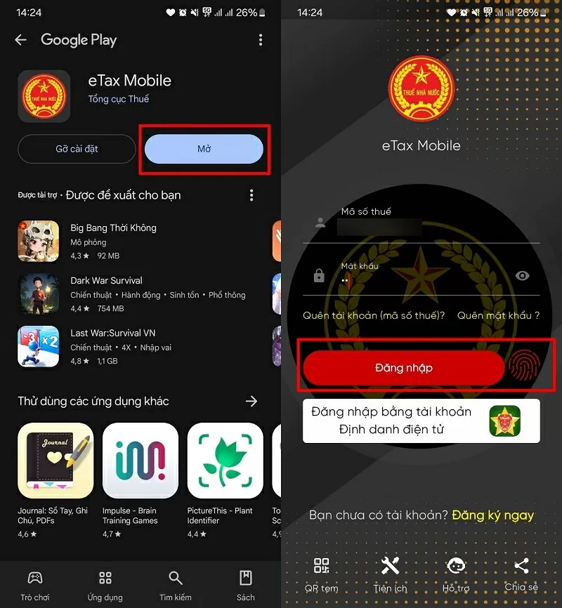 Đăng nhập tài khoản