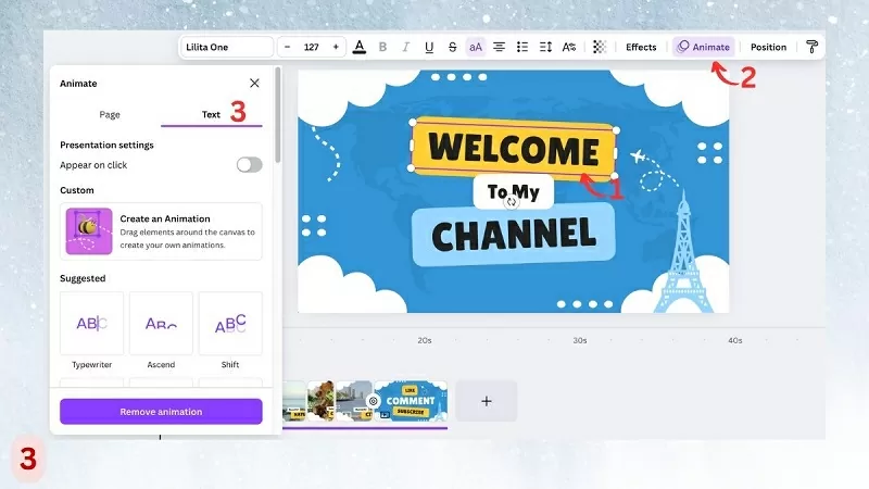 Chọn hiệu ứng chữ