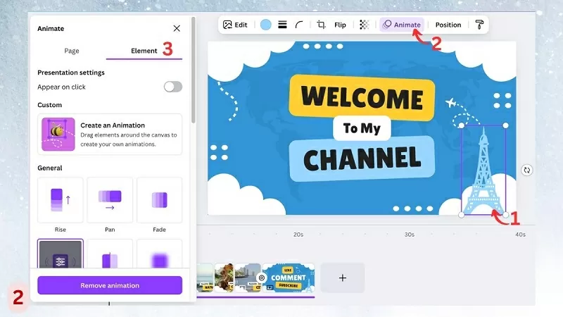 Bấm chọn Animate để thêm hiệu ứng Bấm chọn Animate để thêm hiệu ứng