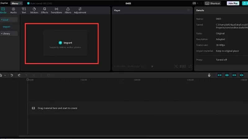 Chọn vào mục Import Chọn vào mục Import