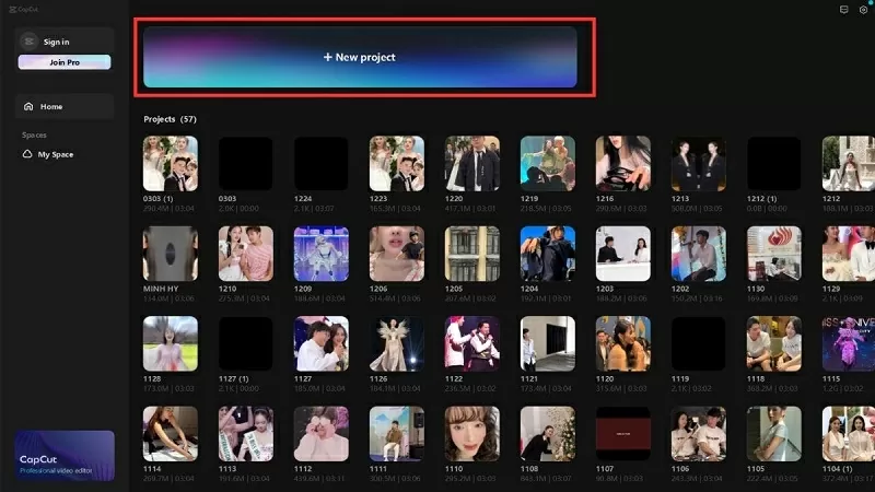 Nhấn vào New Project