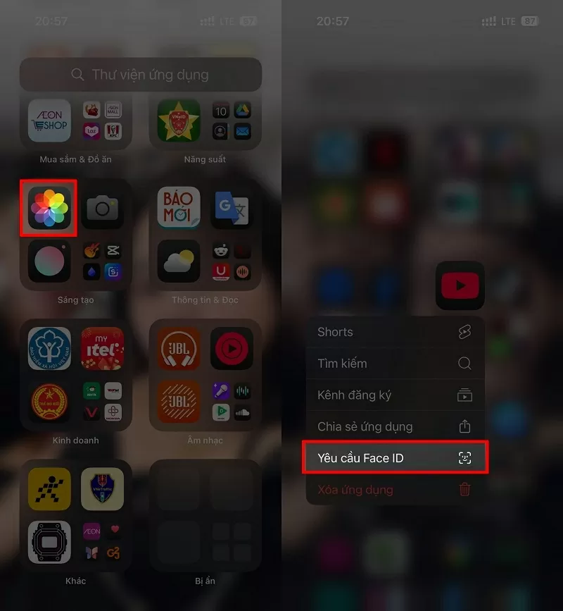 Nhấn giữ biểu tượng ứng dụng muốn ẩn Nhấn giữ biểu tượng ứng dụng muốn ẩn