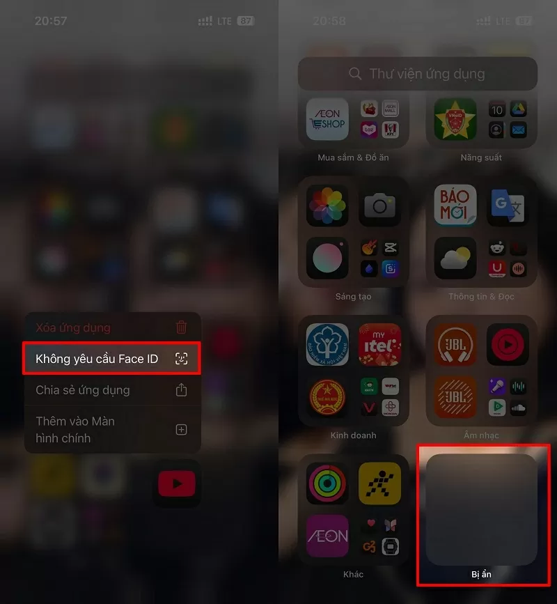 Chọn Không yêu cầu Face ID Chọn Không yêu cầu Face ID