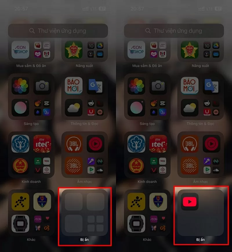 Nhấn và giữ vào biểu tượng ứng dụng