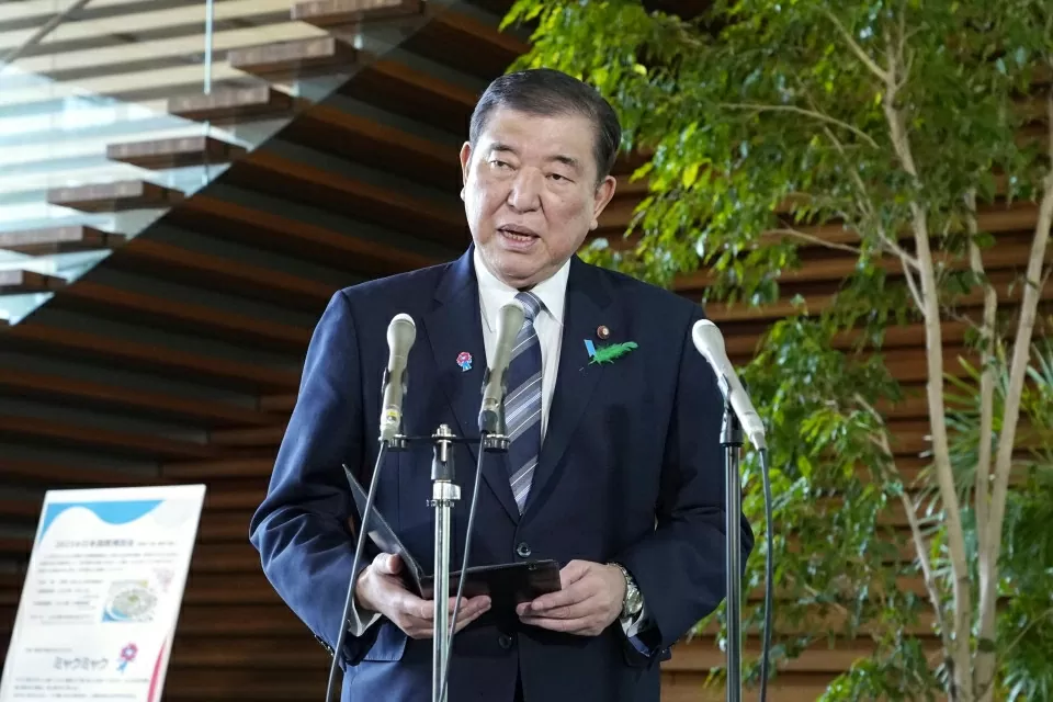 Thủ tướng Nhật Bản Shigeru Ishiba phát biểu với các phóng viên tại văn phòng thủ tướng ở Tokyo vào ngày 17/4. (Nguồn: Kyodo News) Thủ tướng Nhật Bản Shigeru Ishiba phát biểu với các phóng viên tại văn phòng thủ tướng ở Tokyo vào ngày 17/4. (Nguồn: Kyodo News)