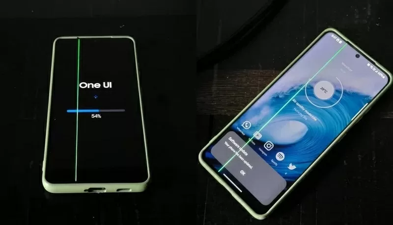 Điện thoại Samsung với lỗi sọc màn hình Điện thoại Samsung với lỗi sọc màn hình