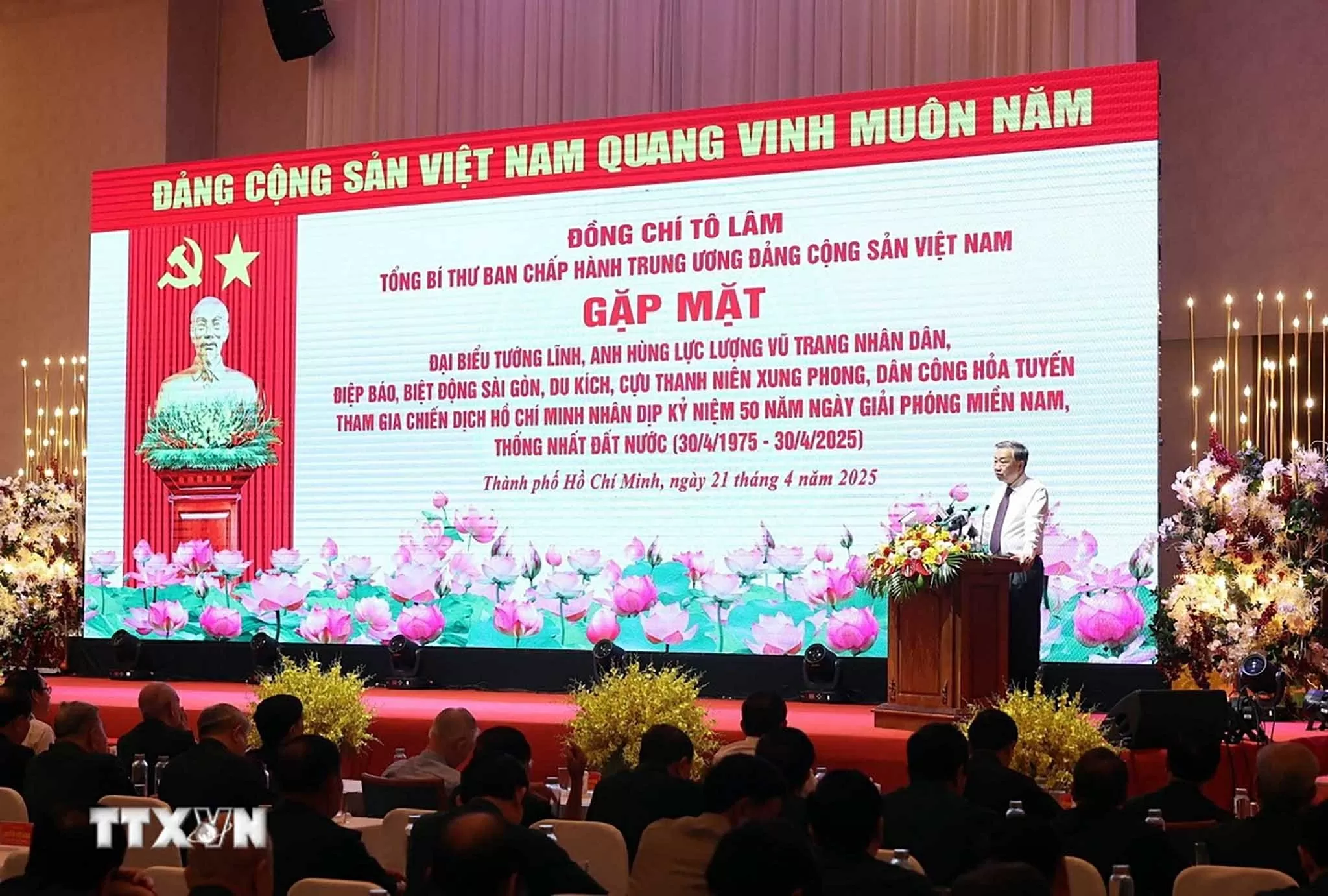 Tổng Bí thư Tô Lâm phát biểu tại buổi gặp mặt. (Nguồn: TTXVN)