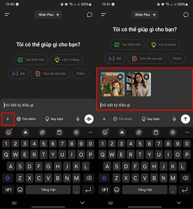 Tải ảnh đó và một bức ảnh có gương mặt bạn lên ChatGPT
