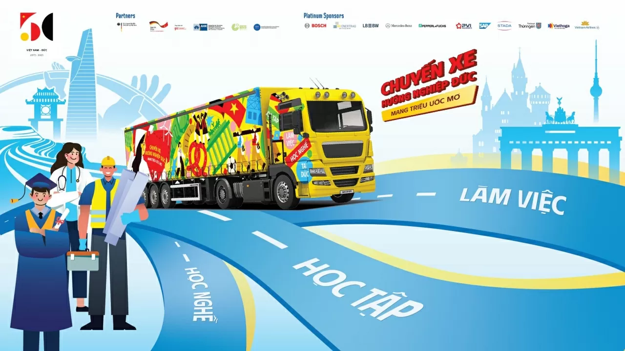 Chuyến xe Hướng nghiệp khởi hành tại Ngày hội Nghề nghiệp: Mang triệu ước mơ. (Nguồn: ĐSQ Đức tại Việt Nam)