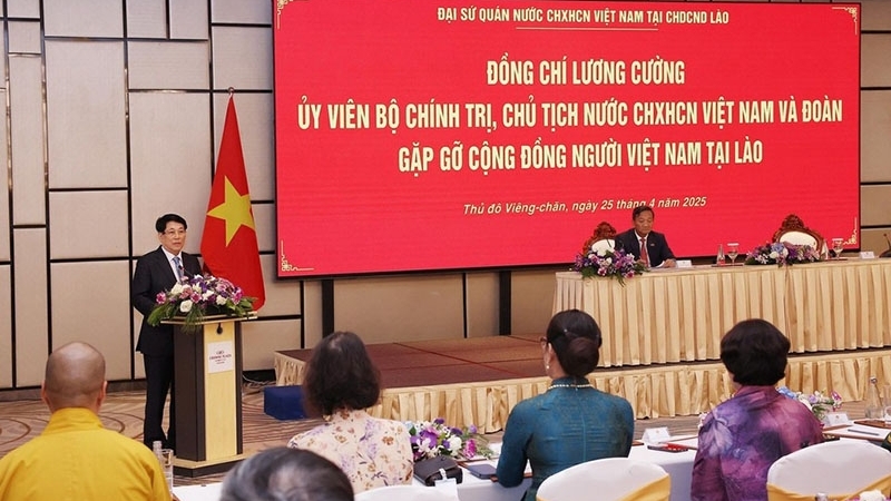 chu tich nuoc gap dai dien cac hoi doan doanh nhan tri thuc va cong dong nguoi viet nam tai lao