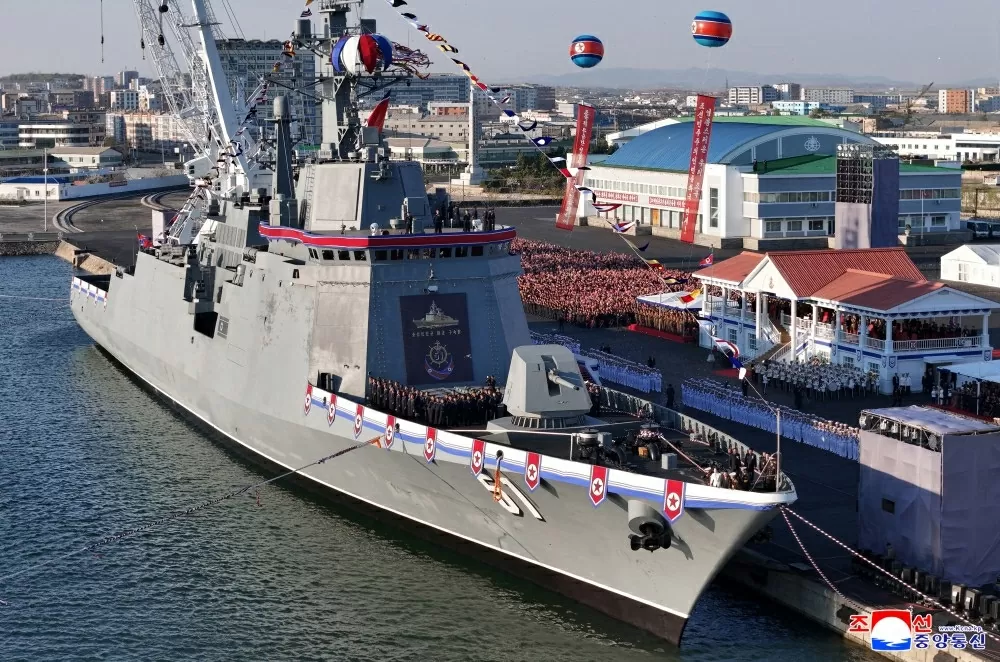 Triều Tiên hạ thủy tàu chiến tượng trưng cho 'sự thay đổi vị thế Hải quân' quốc gia. (Nguồn: KCNA) Triều Tiên hạ thủy tàu chiến tượng trưng cho 'sự thay đổi vị thế Hải quân' quốc gia. (Nguồn: KCNA)