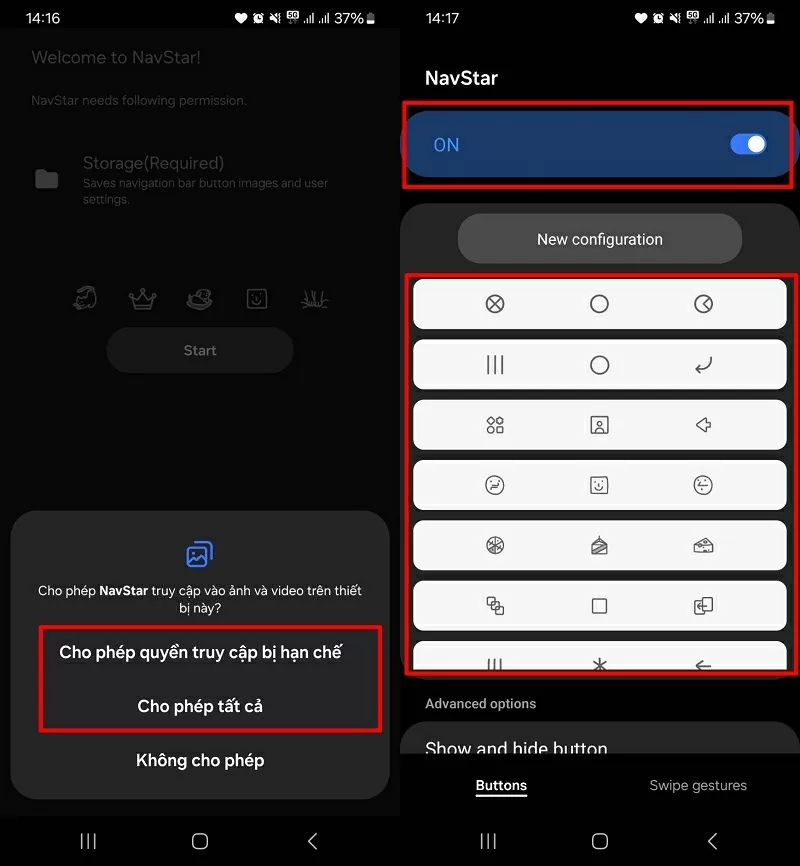 Bật công tắc tại mục NavStar sang chế độ ON