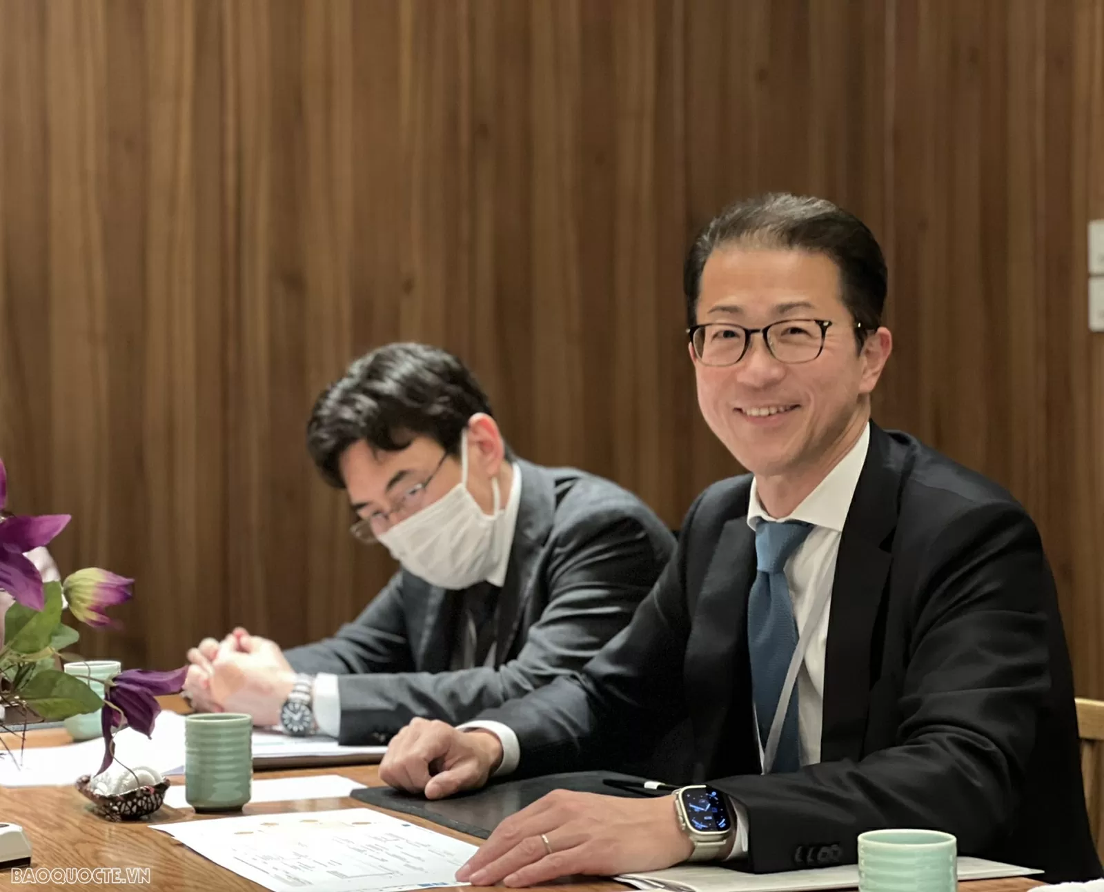 Người phát ngôn Bộ Ngoại giao Nhật Bản Kitamura Toshihiro tại buổi gặp gỡ báo chí. (Ảnh: Thu Trang)