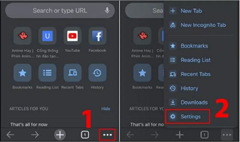 Chọn vào mục Cài đặt
