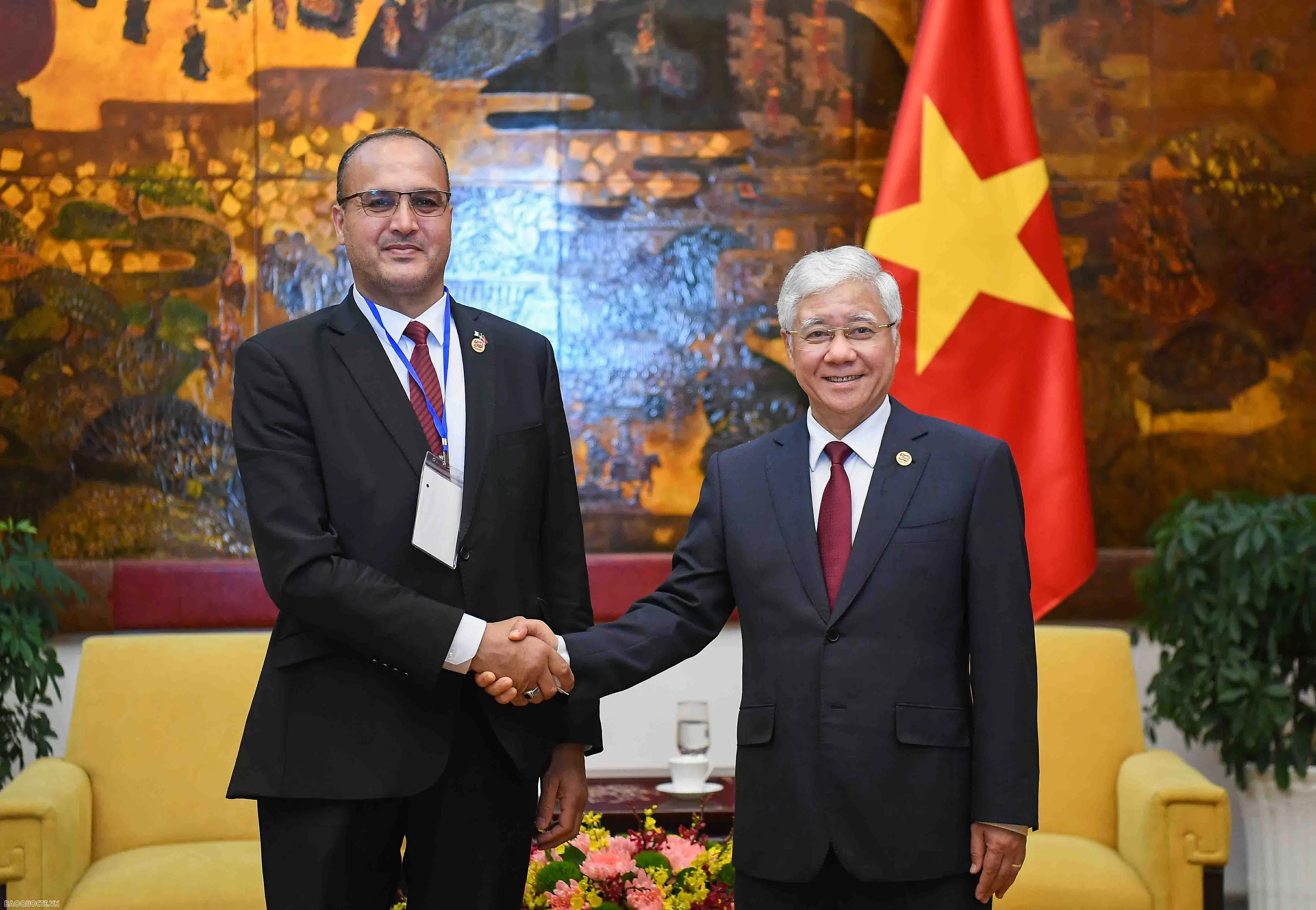 Chủ tịch Ủy ban Trung ương Mặt trận Tổ quốc Việt Nam tiếp đoàn Đảng Mặt trận Giải phóng Dân tộc (FLN) Algeria