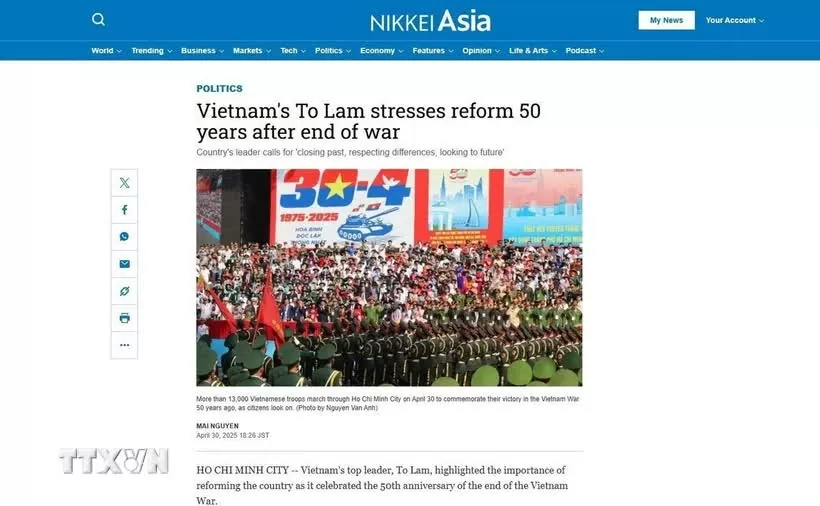 Nikkei Asia đưa tin đậm nét về Lễ kỷ niệm 30/4 của Việt Nam Báo Nhật đưa tin đậm nét về Lễ kỷ niệm 30/4 của Việt Nam