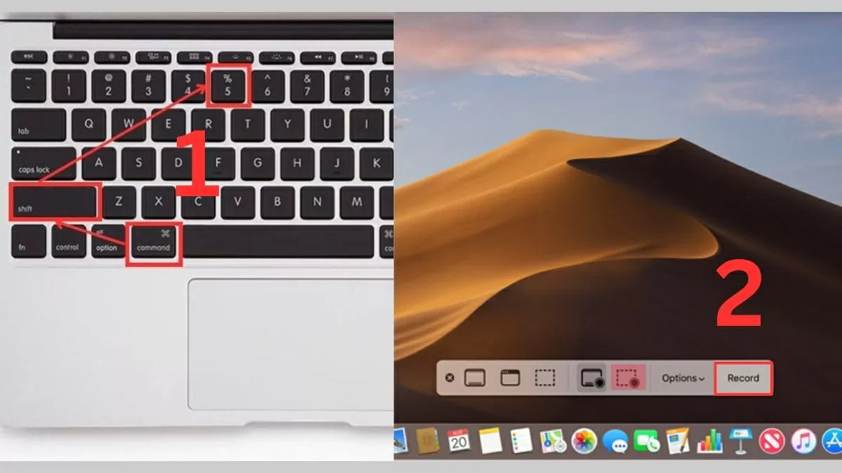 Tổ hợp phím Command + Shift + 5