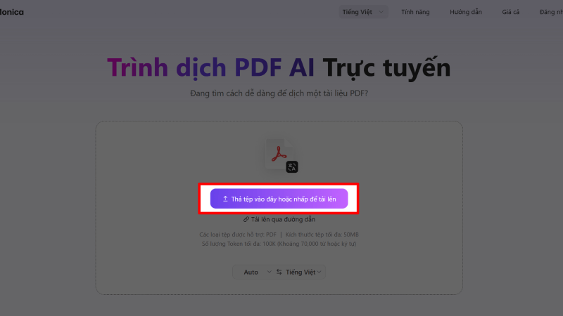 Tải lên file PDF cần dịch Tải lên file PDF cần dịch