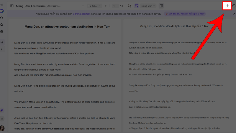 Nhấn vào biểu tượng mũi tên Nhấn vào biểu tượng mũi tên