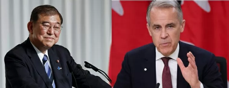 Thủ tướng Nhật Bản Ishiba  Shigeru điện đàm với người đồng cấp Canada Mark Carney điện đàm ngày 2/5/2025. (Nguồn: AFP, CBC)