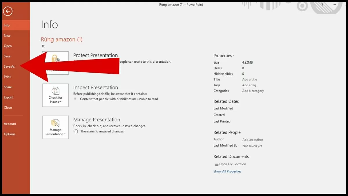 Chọn mục “Save as”