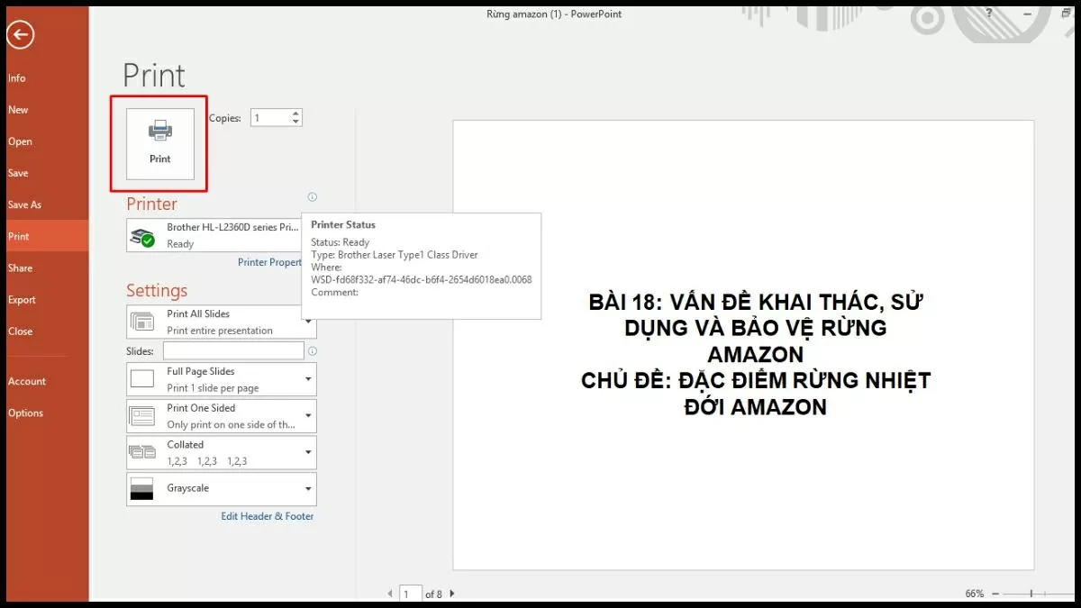 Nhấn “Print”