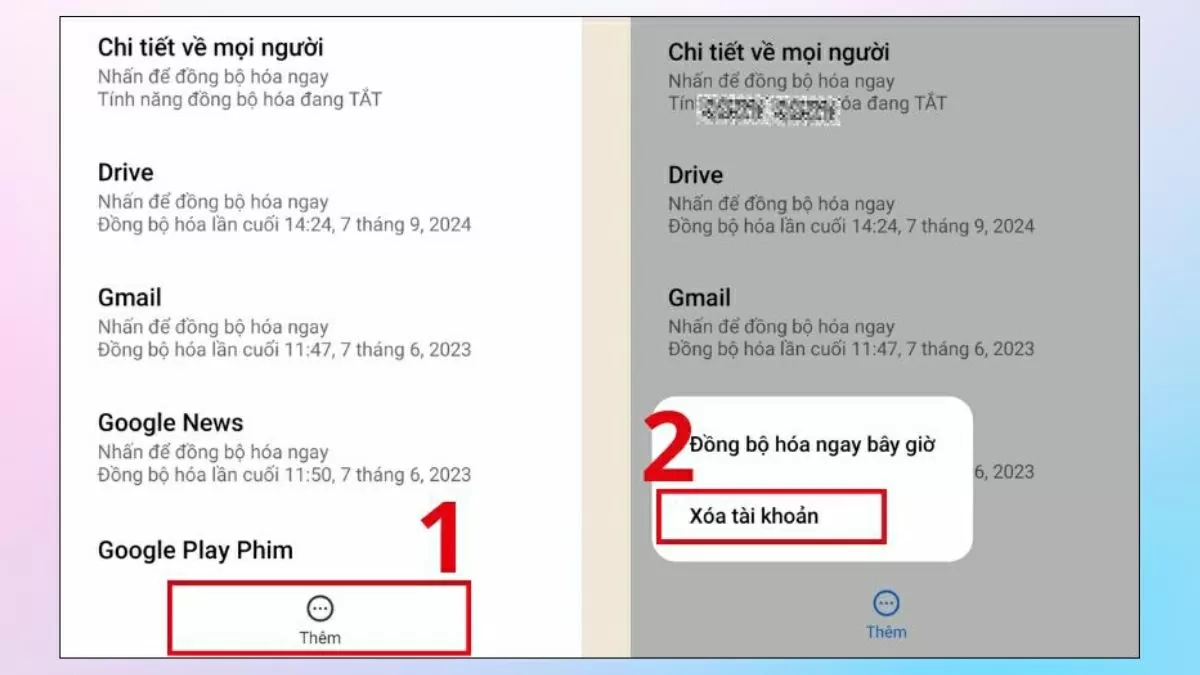 Nhấn chọn Xóa tài khoản
