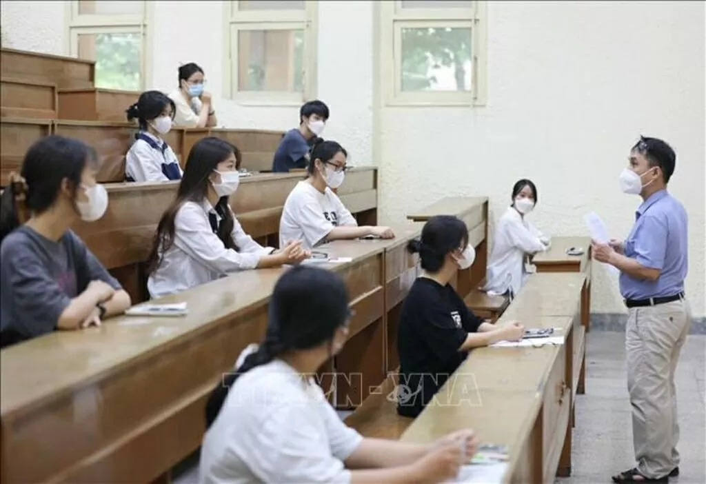 Thí sinh tham dự kỳ thi đánh giá năng lực độc lập do Trường Đại học Sư phạm Hà Nội tổ chức. Ảnh: Thanh Tùng/TTXVN