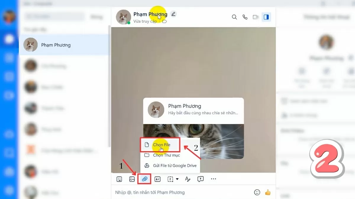 Nhấn vào biểu tượng “Đính kèm file” Nhấn vào biểu tượng “Đính kèm file”
